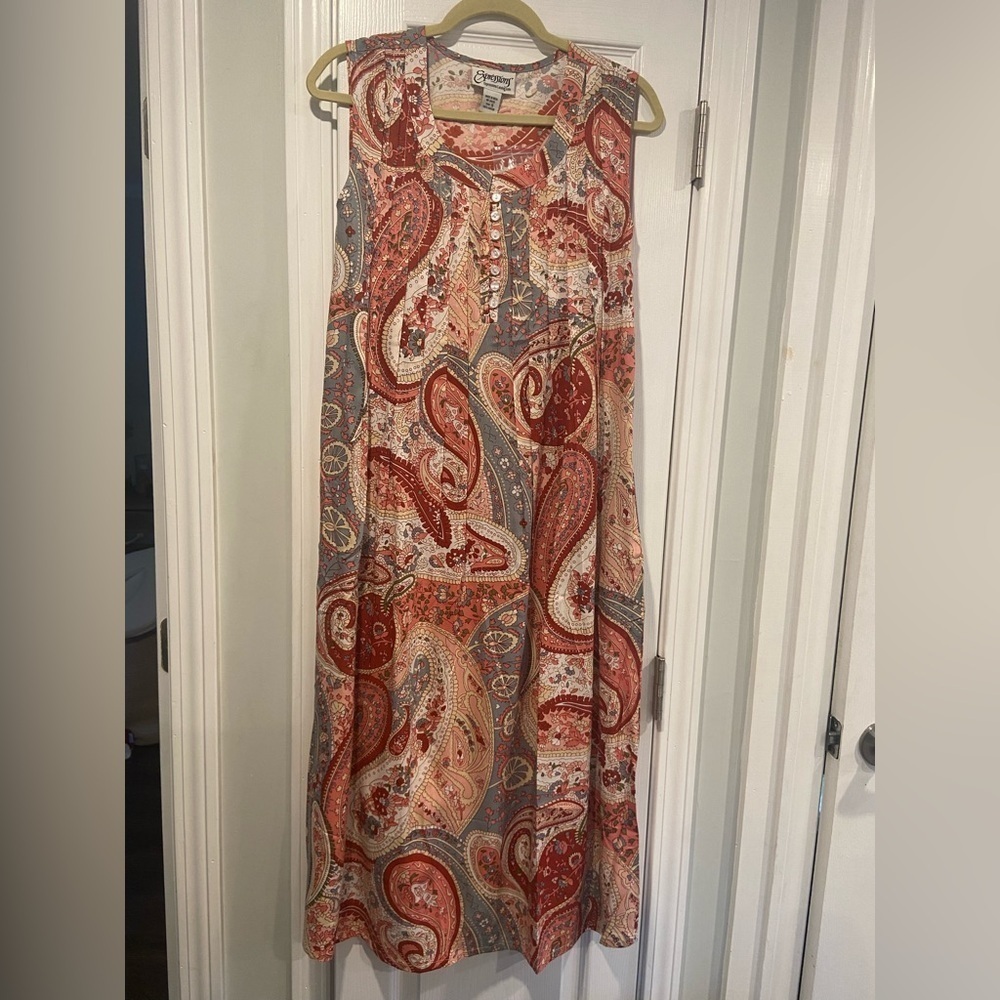 NWT Expressions Size S Sleeveless Pullover Pink Rose Paisley A Line Midi Dress